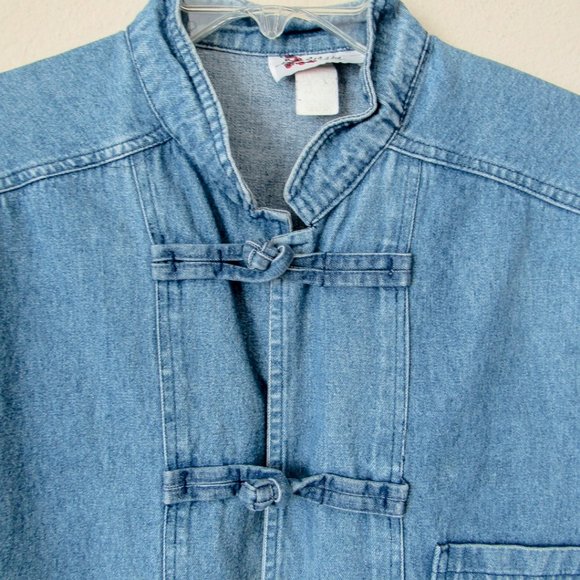 Vintage 1990s Denim Jean Vest Jacket Utility - Picture 6 of 8